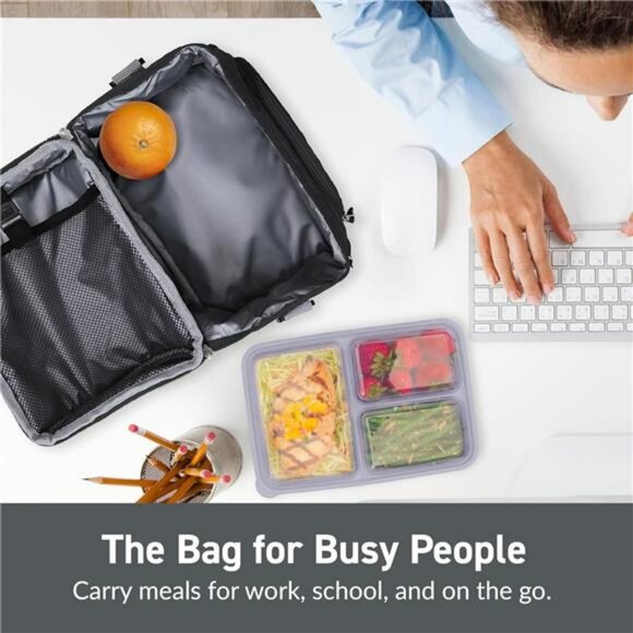 Insulated lunch bag tote leakproof large cooler with strap for work school trave - Picture 4 of 7